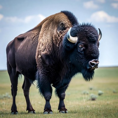 Bison standing in grassy field
