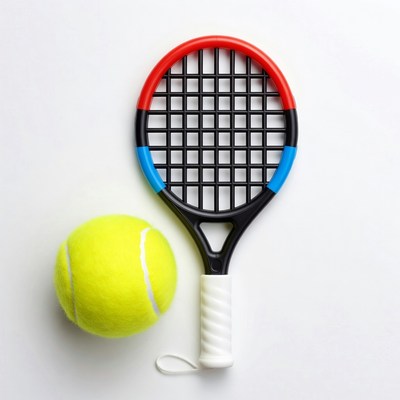 Red Kids Tennis Racket and Ball