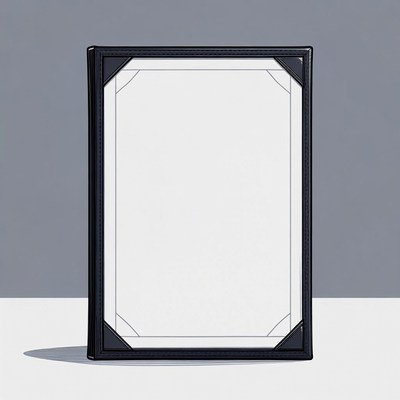 Black leather notebook with blank pages