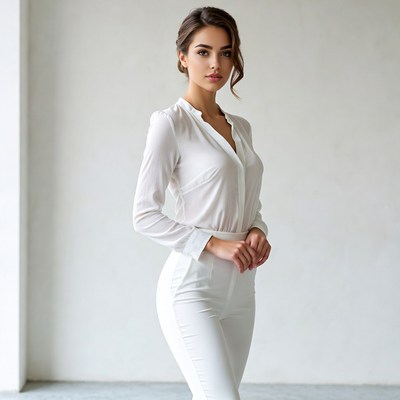 Woman in white blouse and pants