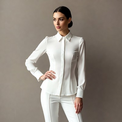 Woman in white blouse and pants