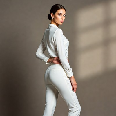 Woman in white blouse and pants