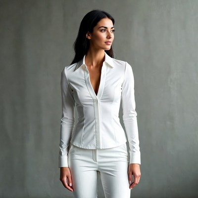 Woman in white blouse and pants