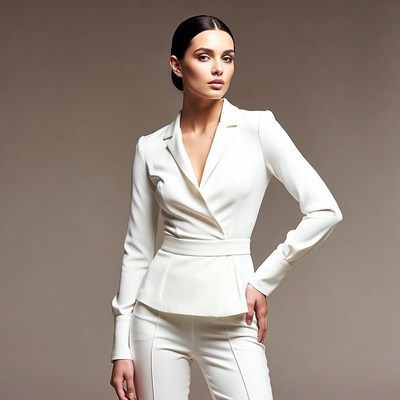 Woman in white blazer suit