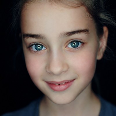 Girl with green eyes smiling