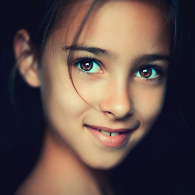 Smiling girl with green eyes