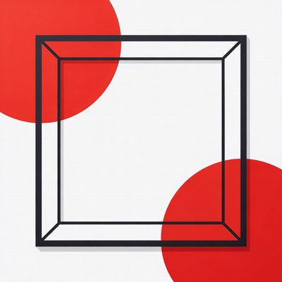 Black Square Frame with Red Circles