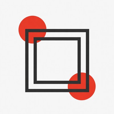 Red circles and black squares graphic