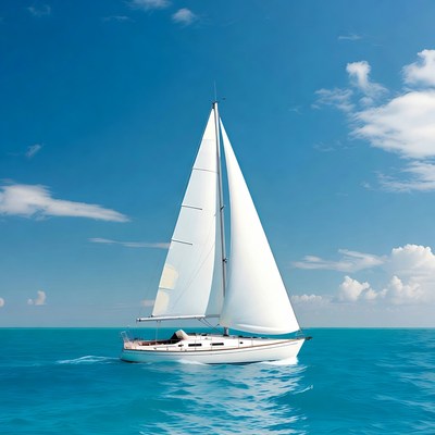 White sailboat on blue ocean