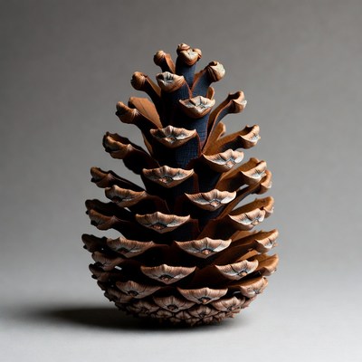 Large pine cone on gray background