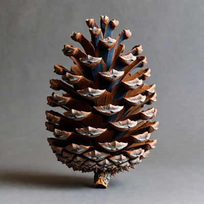 Large pine cone on gray background
