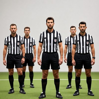 Group of Male Soccer Referees Standing Together