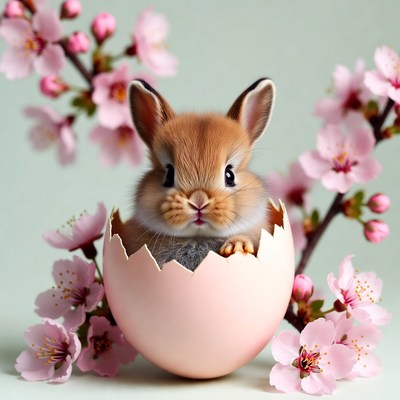 Baby Bunny Hatching from Pink Egg