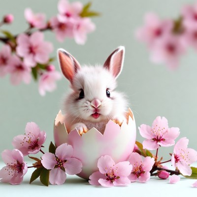 Baby Bunny in Pink Easter Egg