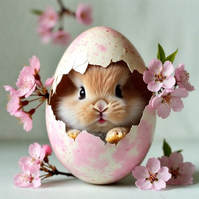 Baby Bunny in Pink Easter Egg