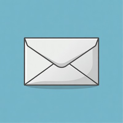 White Envelope on Blue Background