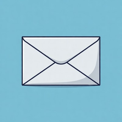 White Envelope on Blue Background