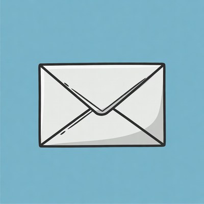 White envelope illustration on blue background