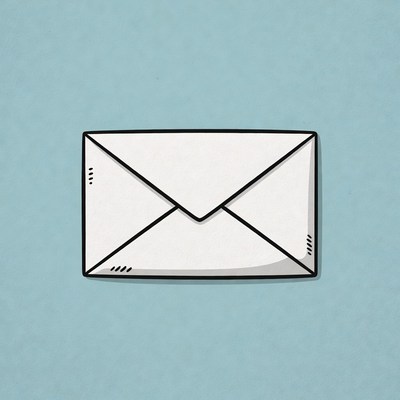White Envelope on Blue Background