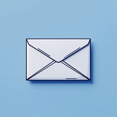 White envelope on blue background