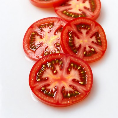 Sliced Fresh Tomatoes on White Background