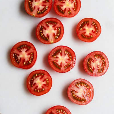 Sliced Tomatoes on White Background