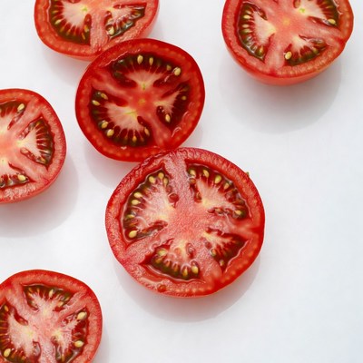 Sliced Tomatoes on White Background