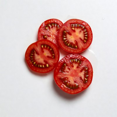 Fresh Tomato Slices on White