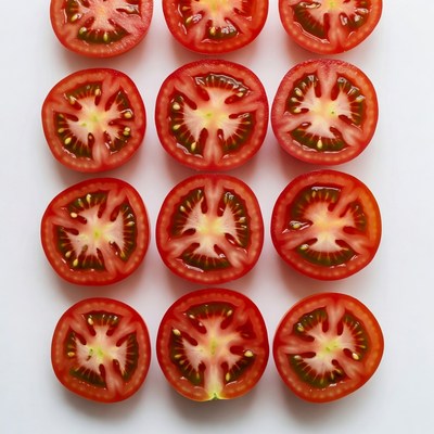 Sliced Tomatoes on White Background