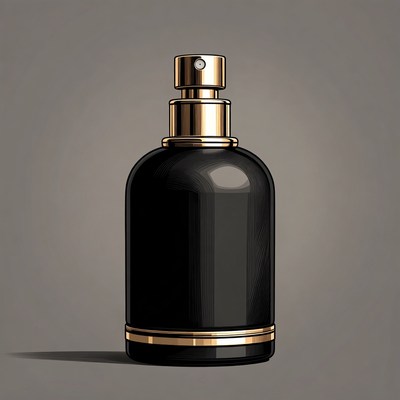 Black Perfume Bottle with Gold Sprayer