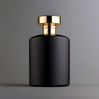 Black Perfume Bottle with Gold Cap