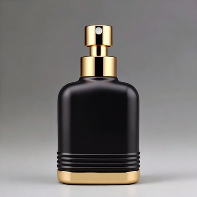 Black Perfume Bottle with Gold Cap