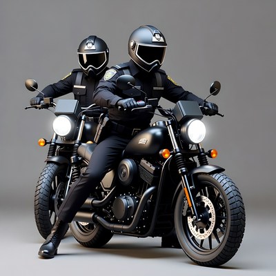Two police officers riding motorcycle