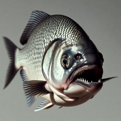 Silver Bream Fish with Open Mouth