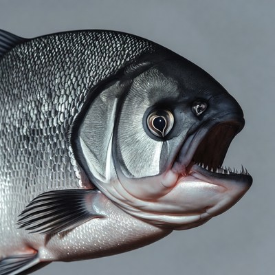 Piranha fish with open mouth