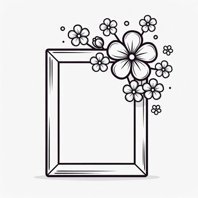 Floral Outline Picture Frame