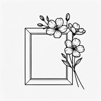 Floral Frame Illustration with Flowers