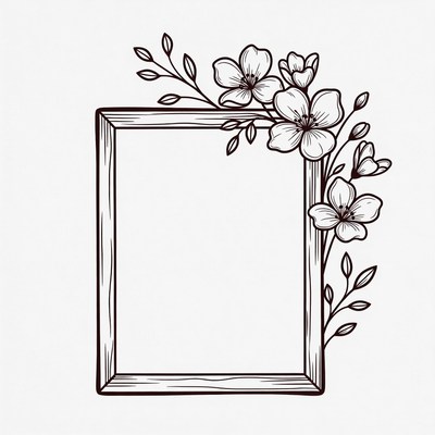 Floral Wreath Wooden Picture Frame