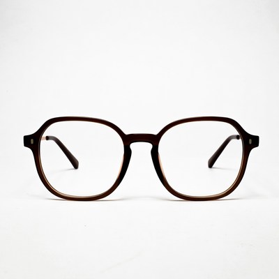 Brown Square Eyeglasses on White Background