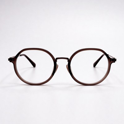 Brown Round Transparent Eyeglasses