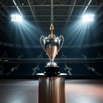 Shiny Golden Trophy on Pedestal