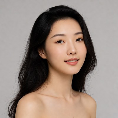 Asian woman with long black hair