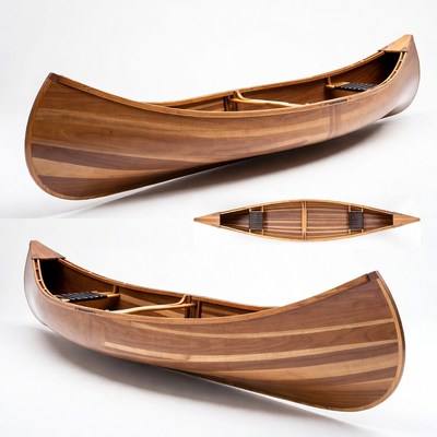 Wooden Canoe on White Background