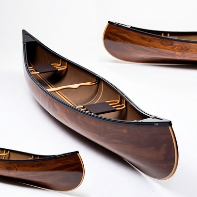 Wooden Canoe on White Background