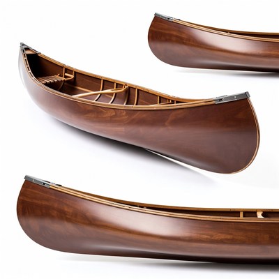 Wooden Canoe on White Background