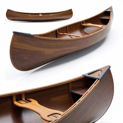 Wooden Canoe on White Background