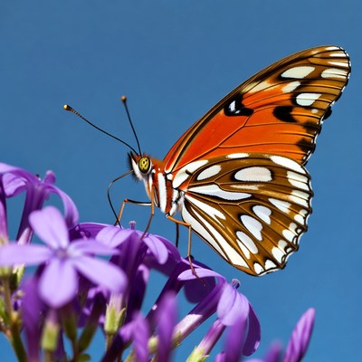 Orange Butterfly on Purple Flowers