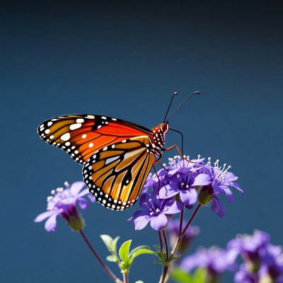 Monarch Butterfly on Purple Flowers
