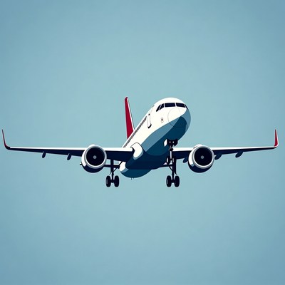 White Airplane Landing Illustration