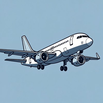 Airplane flying in sky illustration
